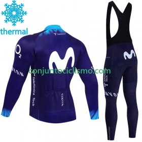 Conjunto Maillot + Culotte largo con tirantes Invierno Termico Movistar 2023